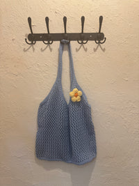 Sac crochet bleu ciel- Fleur