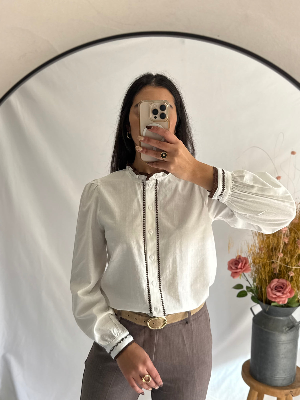 Blouse brodée blanc - Céleste