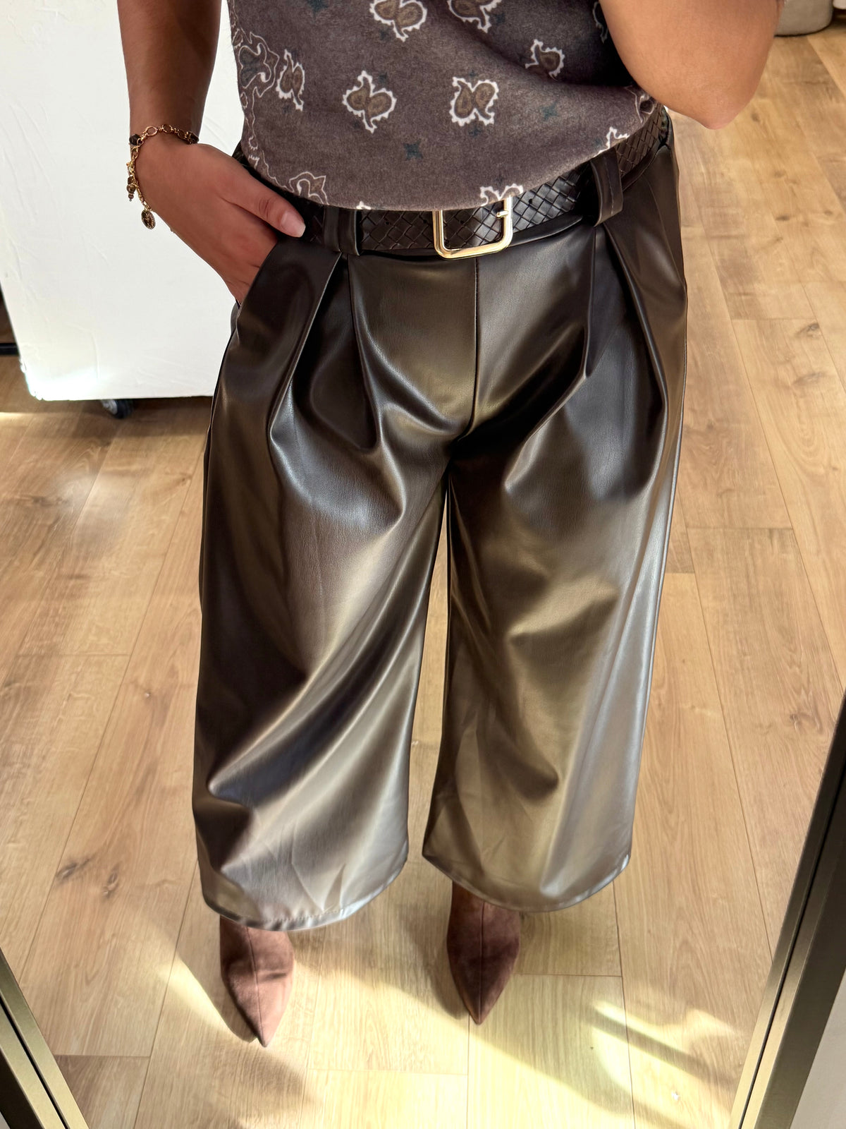 Pantalon simili marron - Marius