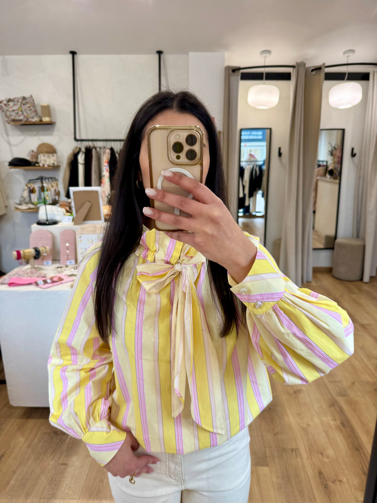 Blouse rayure jaune/rose - Ema
