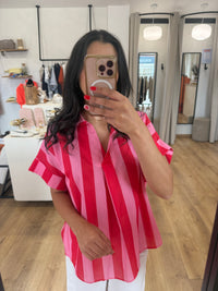 Blouse rouge rose - rayure