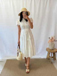 Robe blanc broderie - Sandra