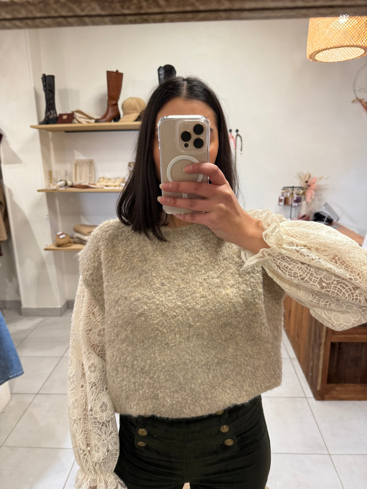 Pull sans manches Taupe - Nany