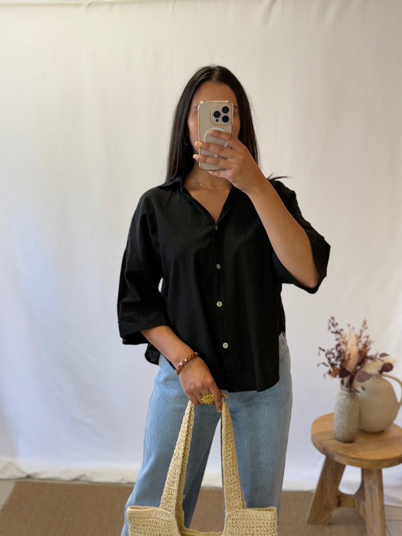 Chemise lin noir - Tom
