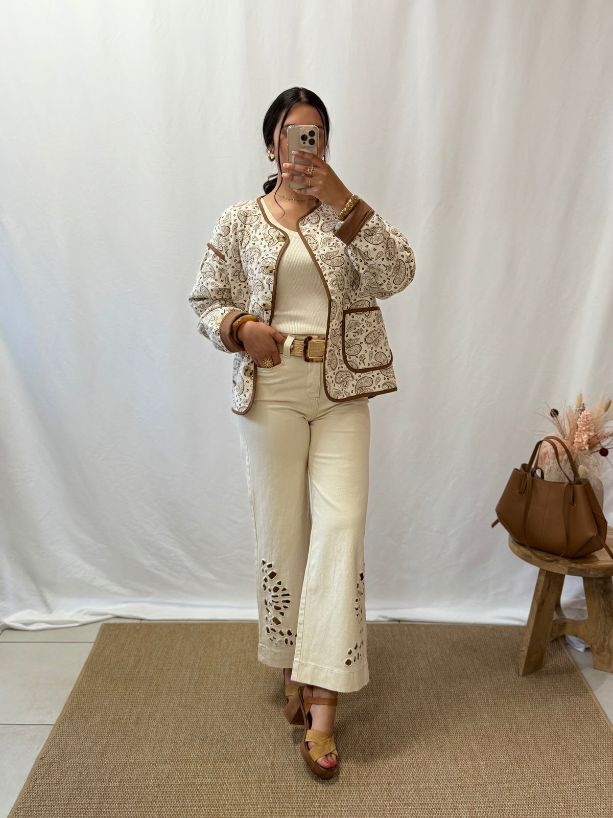 Veste motifs beige - Poris