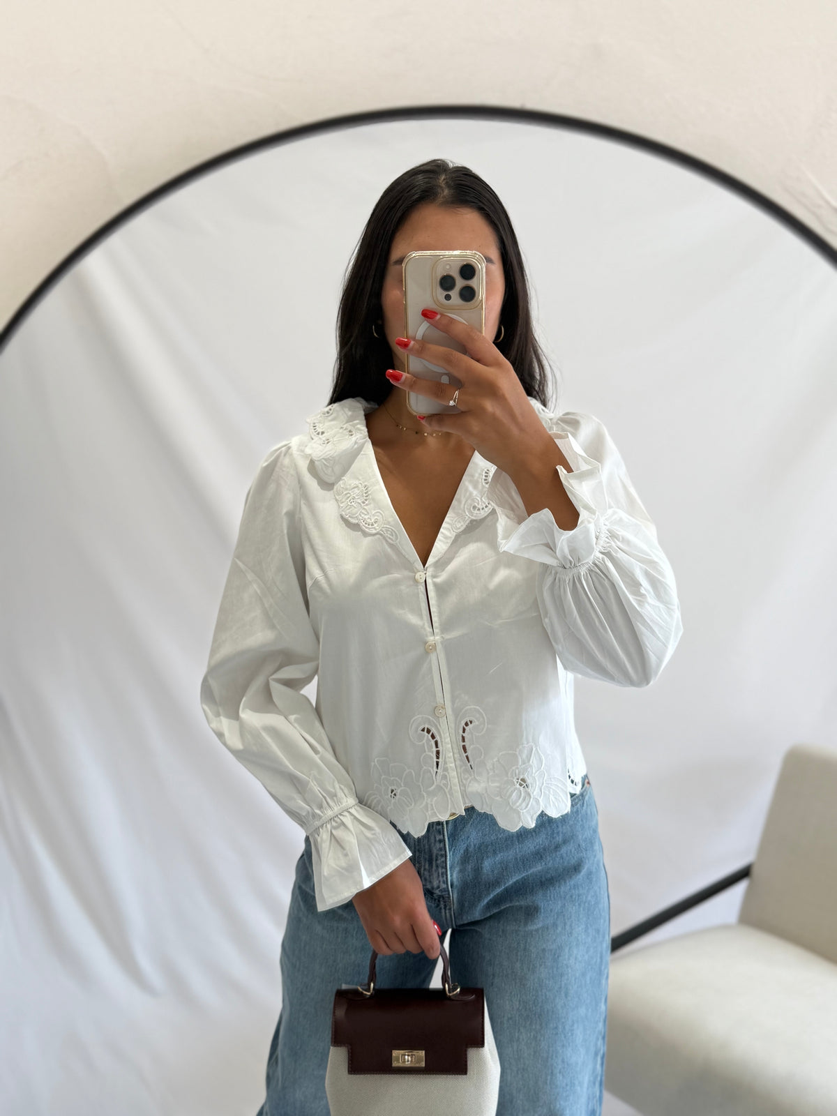 Blouse broderie blanc - Oscar
