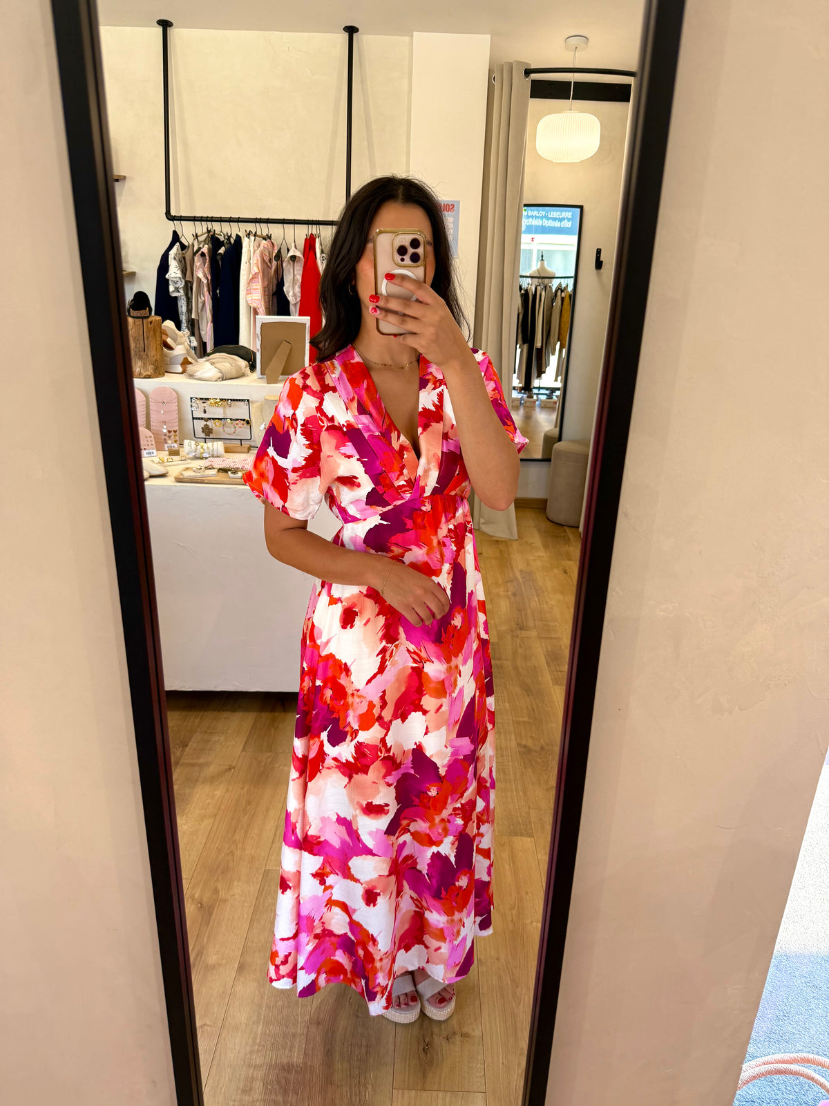 Robe longue rose - isora