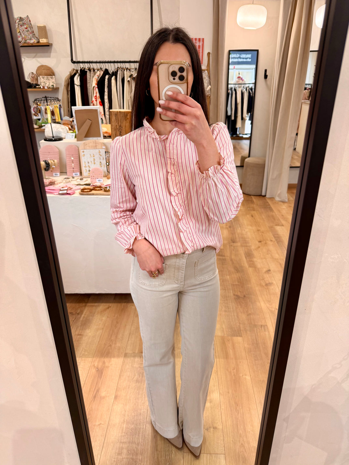 Blouse rayure rose - Lina