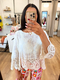 Haut Beige Broderie - Ema
