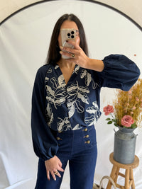 Blouse marine motifs - Ambre