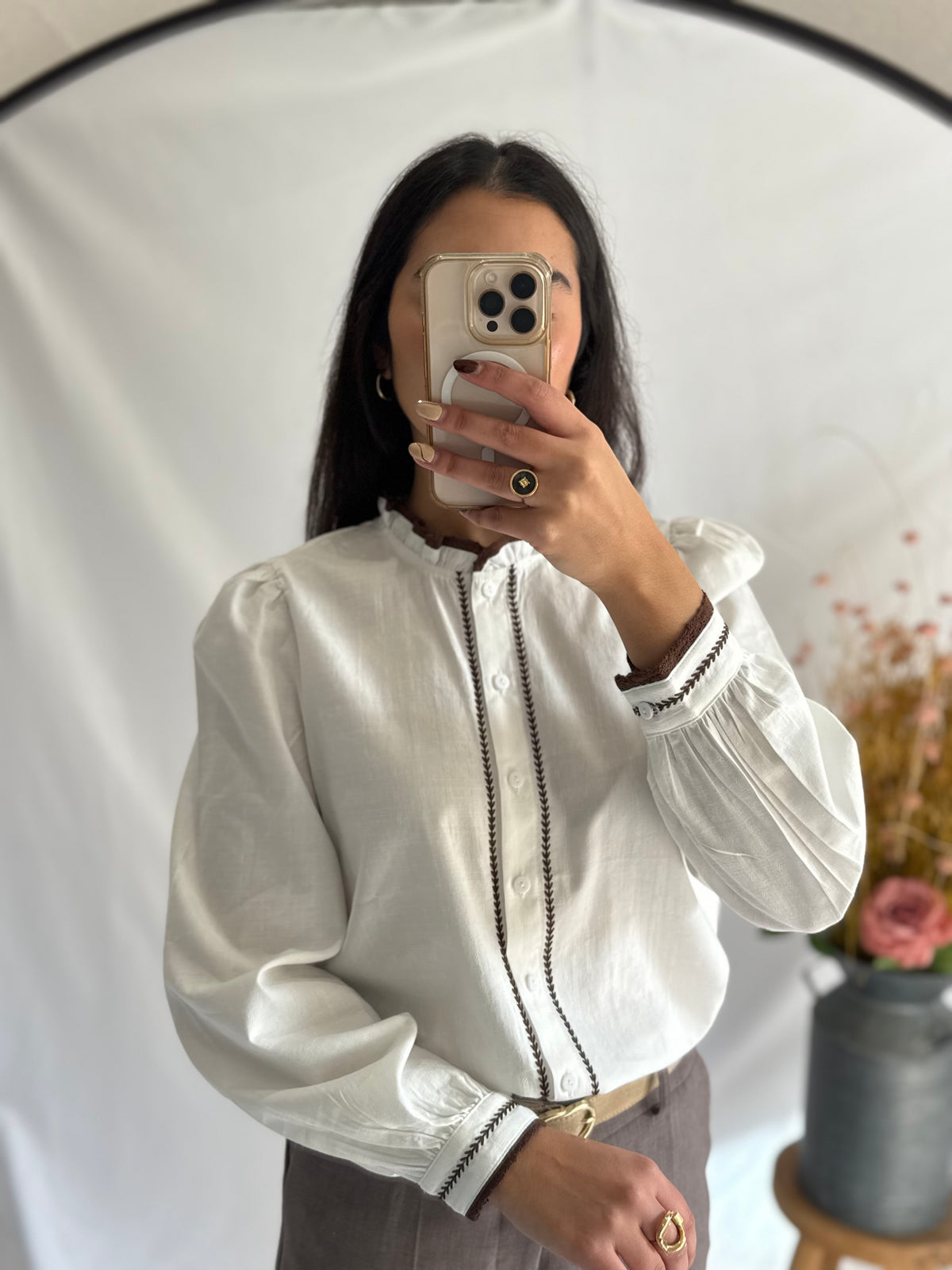 Blouse brodée blanc - Céleste