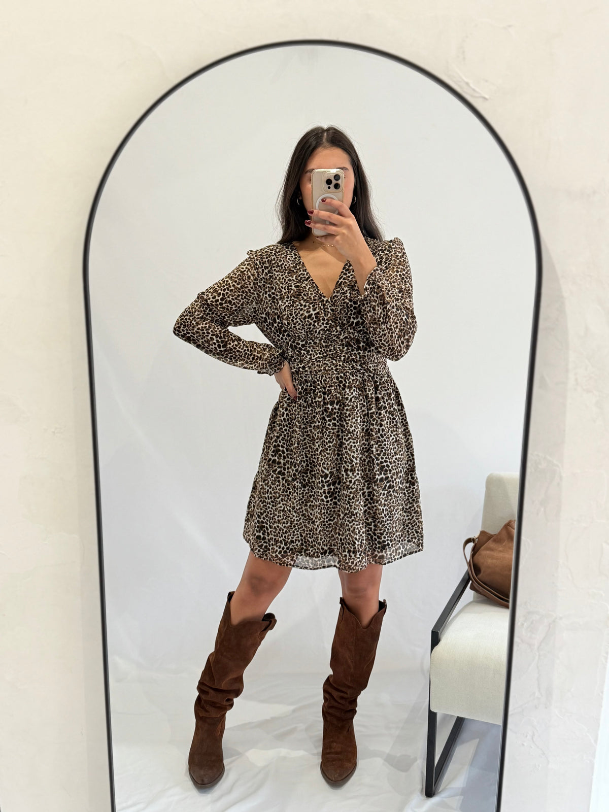 Robe courte marron - Elisa