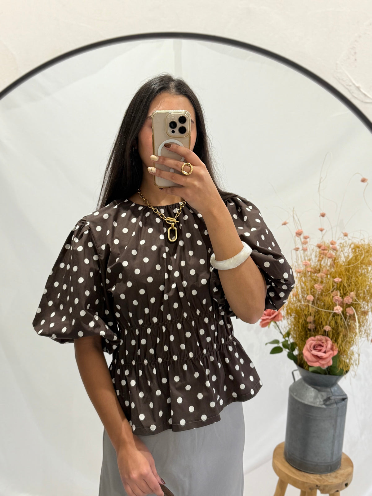 Blouse à pois choco - Manon