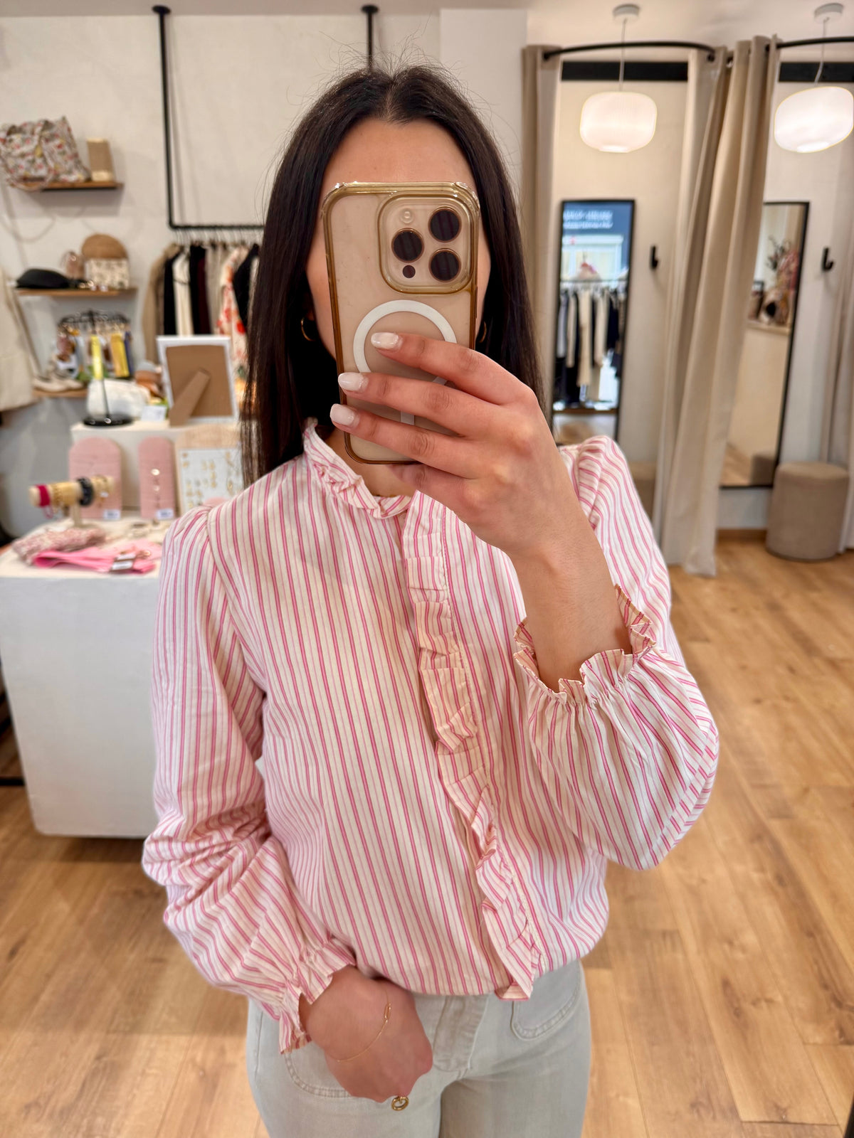 Blouse rayure rose - Lina