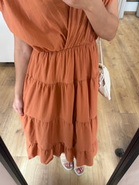 Robe longue brique - monia
