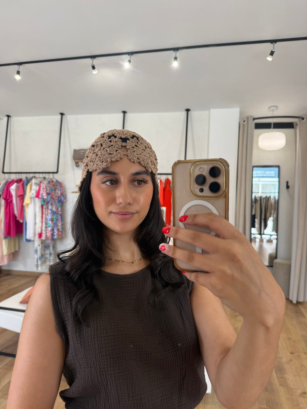 Bonnet crochet - taupe
