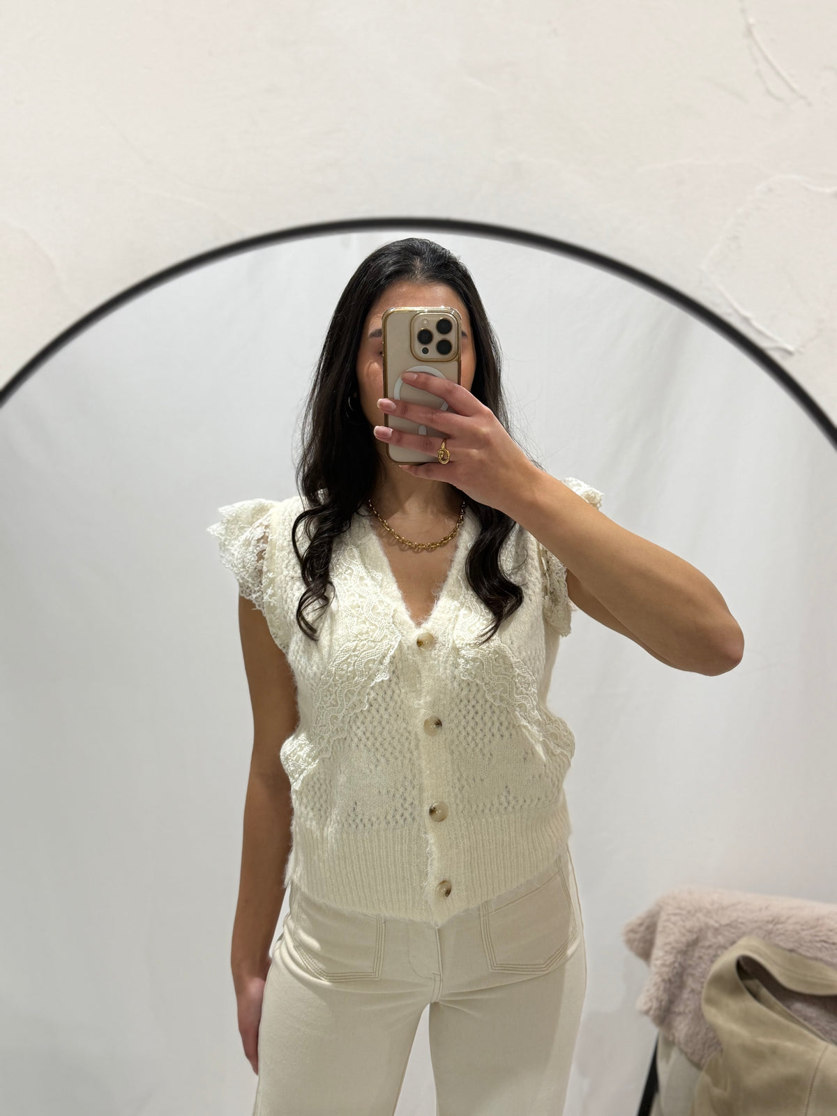 Gilet sans manche beige - Dentela