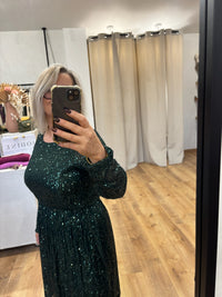 Robe vert sequins - Madie