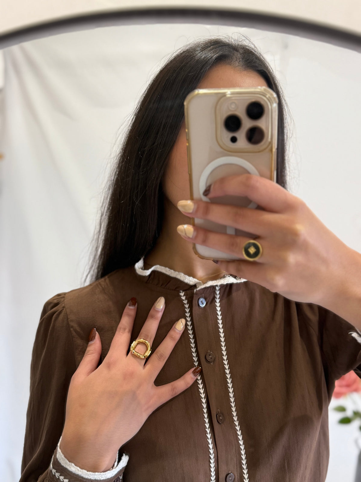 Blouse brodée choco - Louna