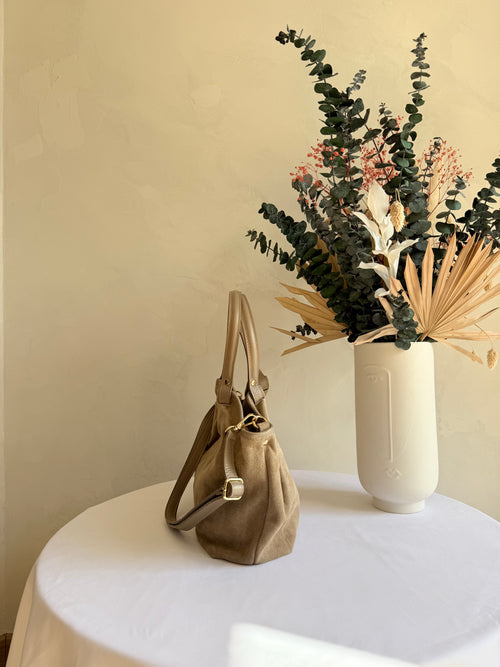 Sac cuir daim beige - Jade