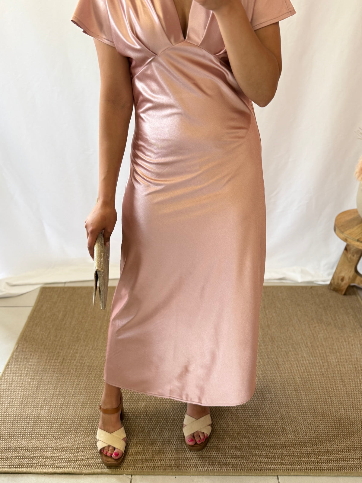 Robe longue rose poudré - Isore