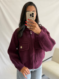 Veste maille - Prune