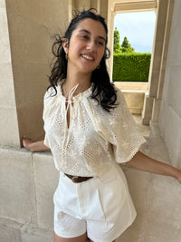 Blouse broderie beige - Pauline