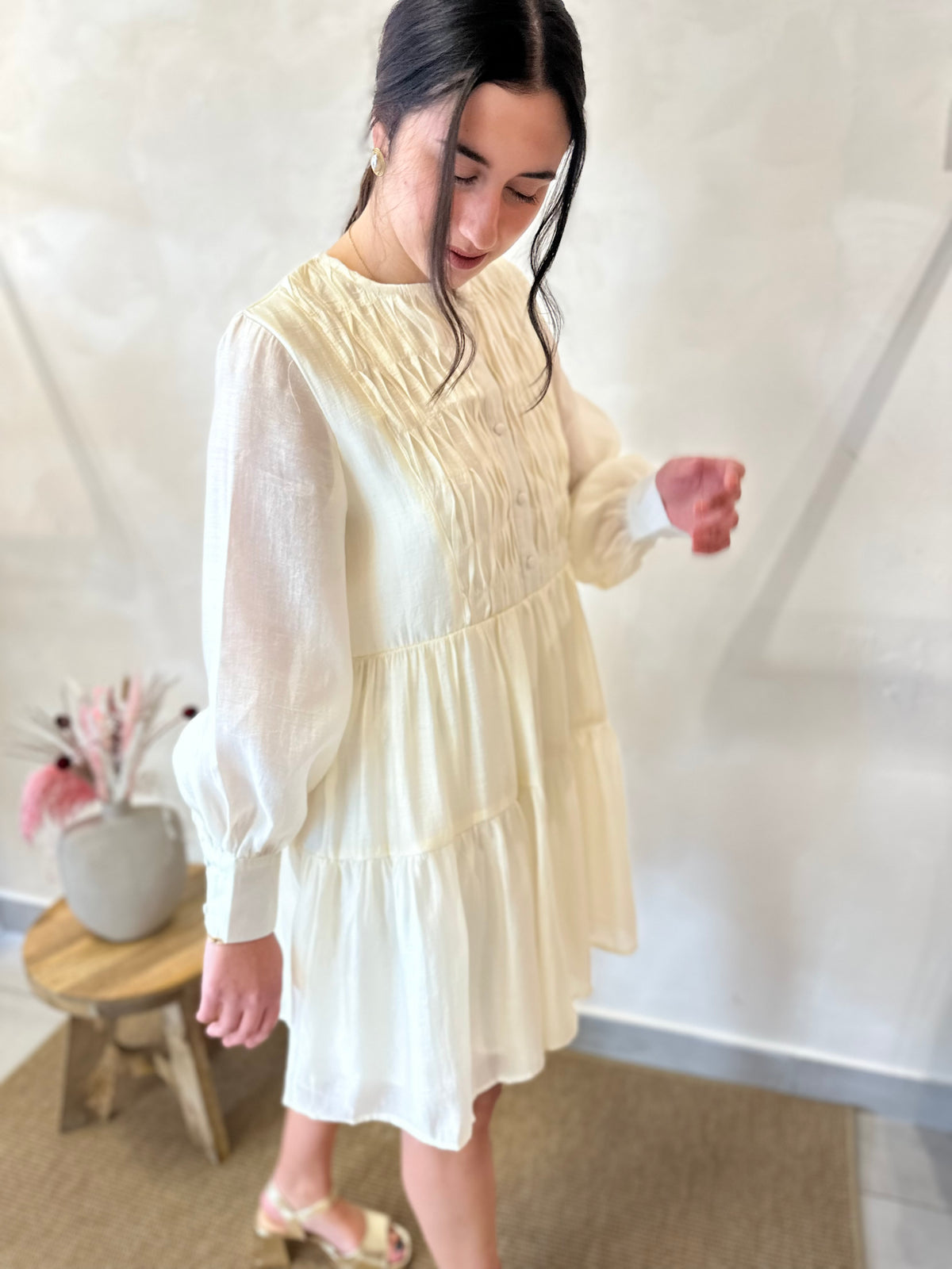 Robe Courte Beige - Elara