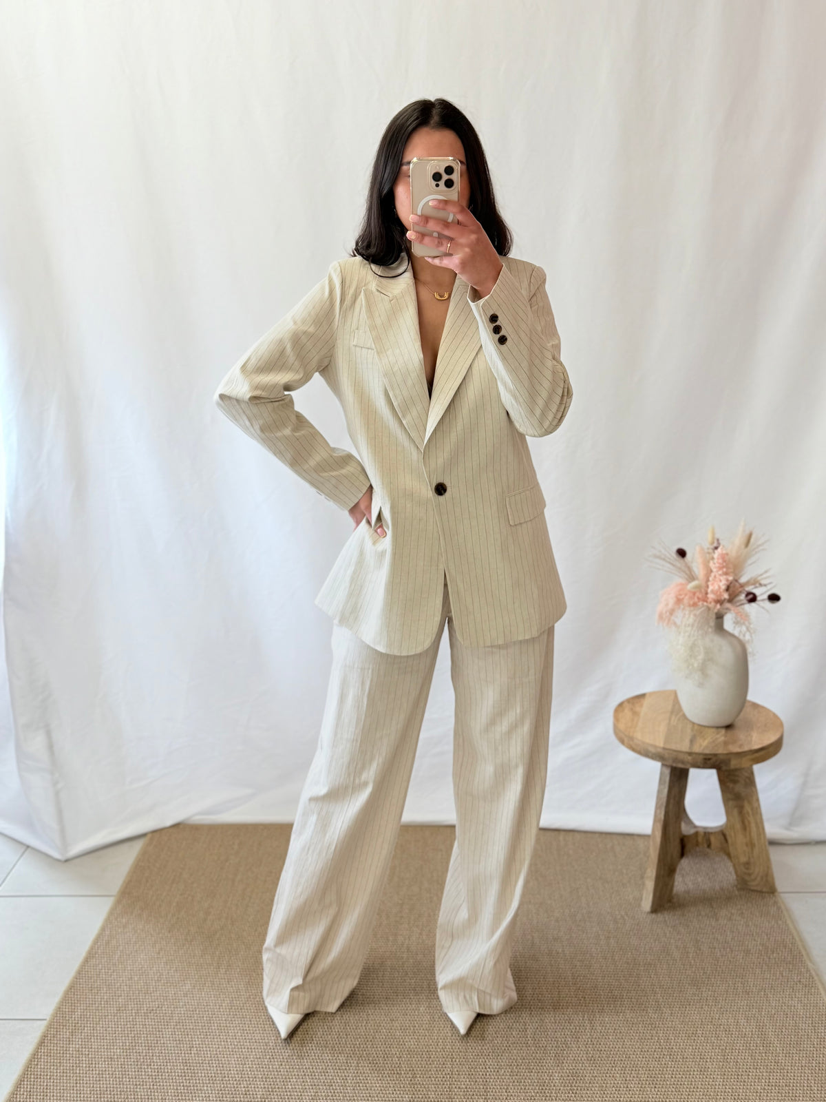 Pantalon rayure beige - Auda