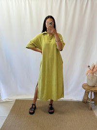 Robe éponge olive - Olivia