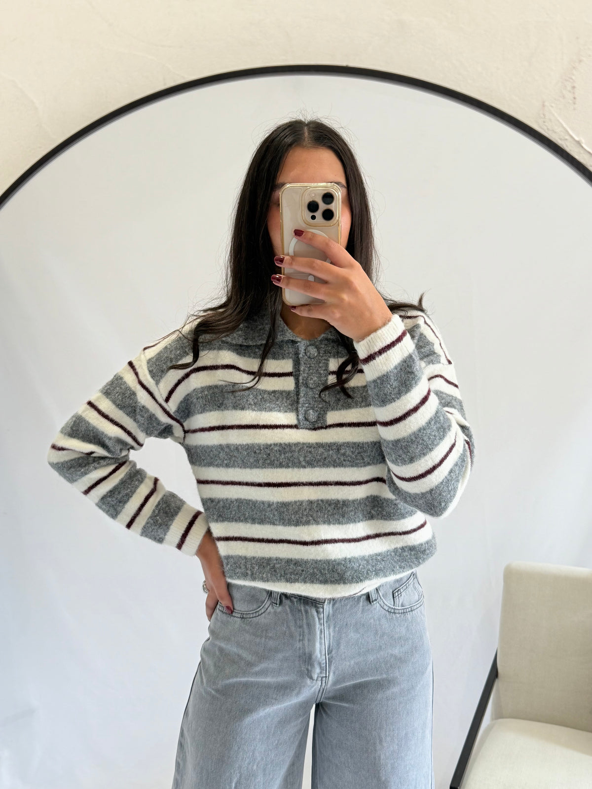 Pull rayure gris - Nat
