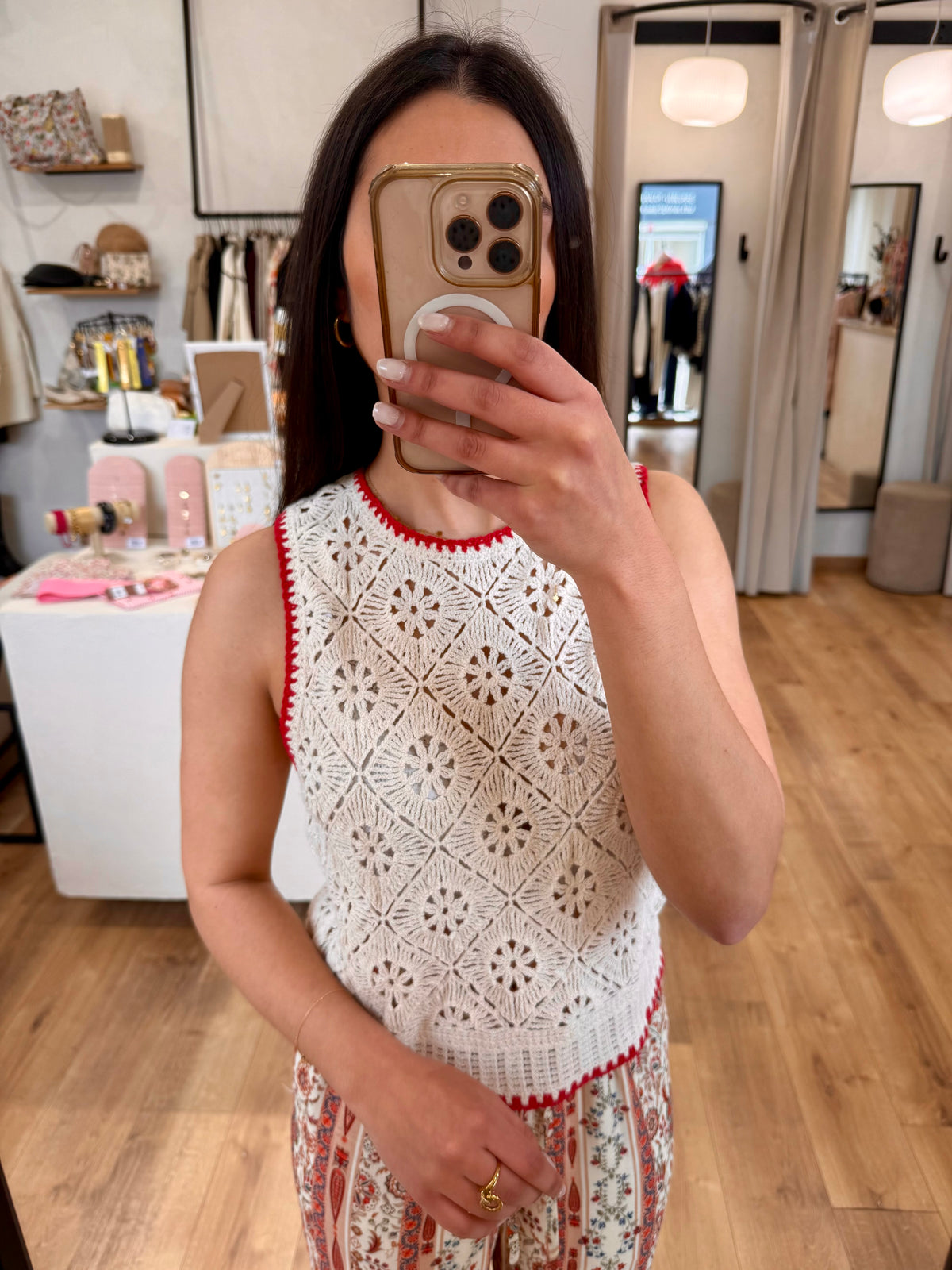 Haut crochet rouge - Eloane