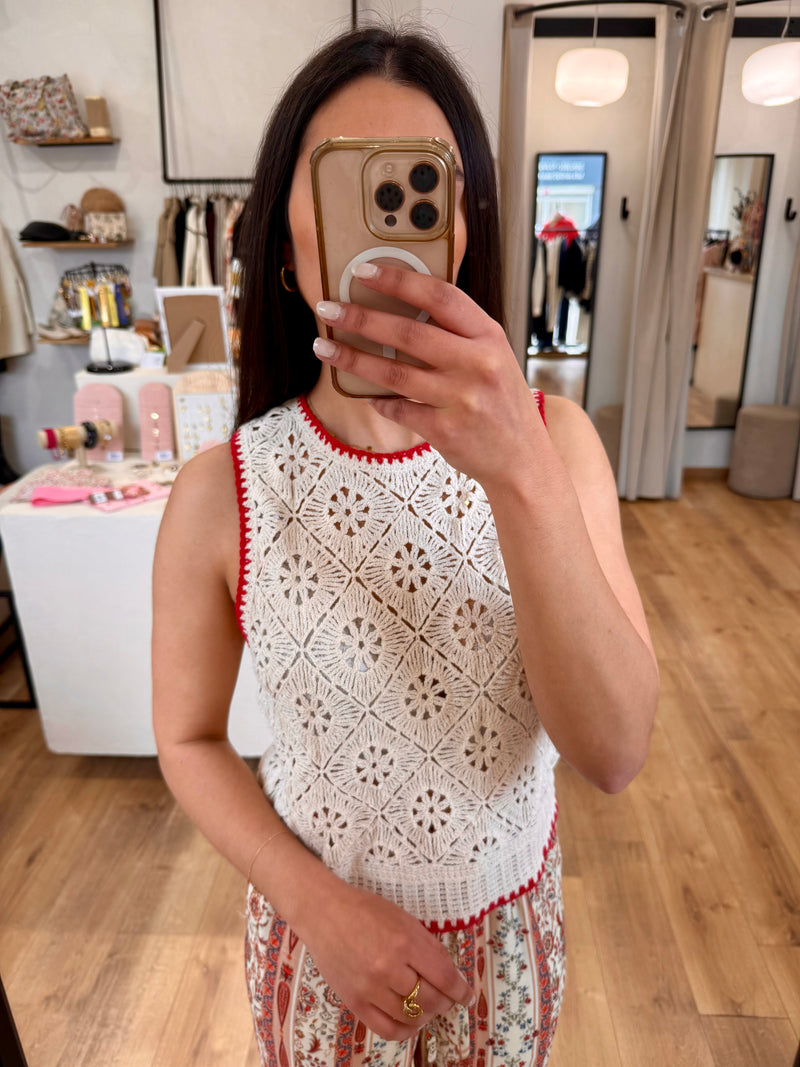 Haut crochet rouge - Eloane