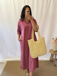 Robe éponge vieux rose - Olivia