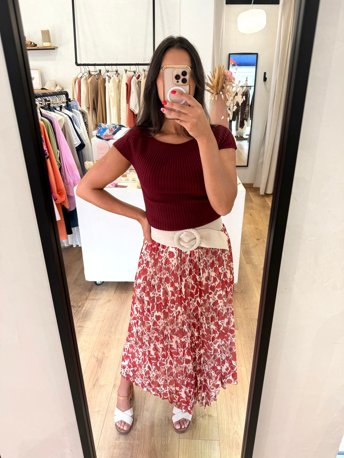 Jupe motifs bordeaux - Elisa