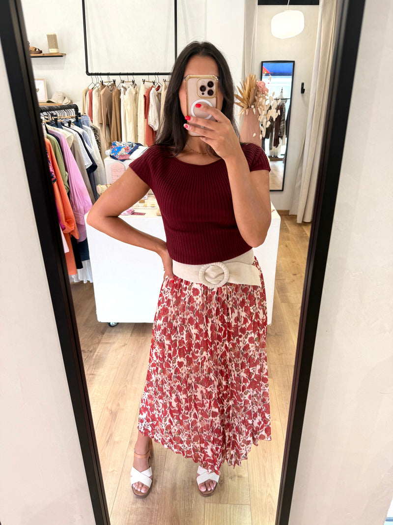 Jupe motifs bordeaux - Elisa