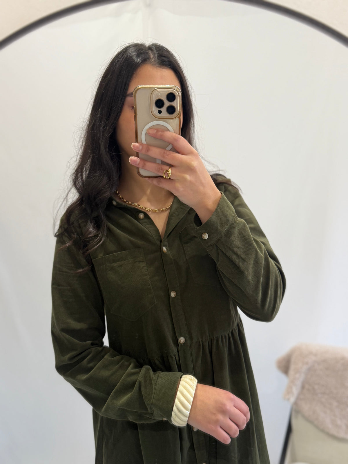 Robe velour kaki - Alio