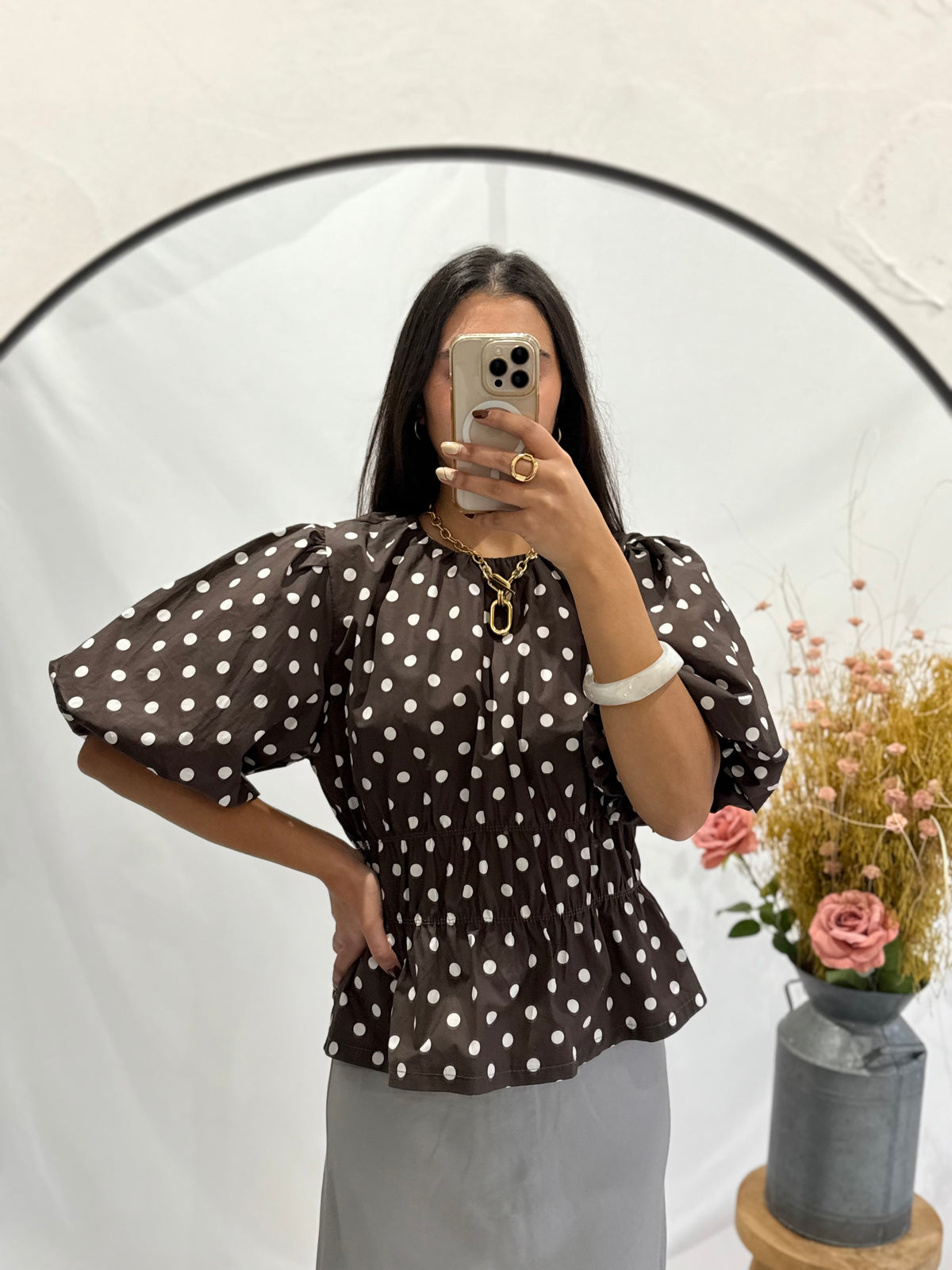 Blouse à pois choco - Manon