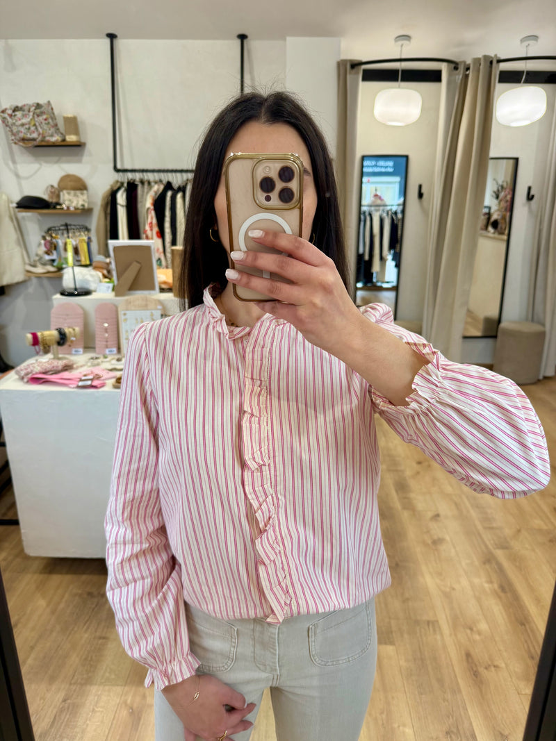 Blouse rayure rose - Lina