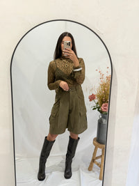 Haut dentelle - kaki