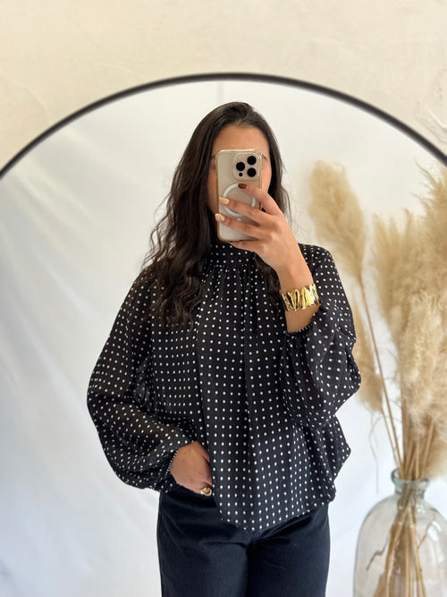 Blouse à pois noir - Opia