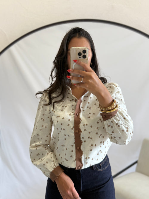 Blouse motifs marron - Inès