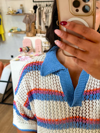 Haut crochet bleu - Jeanne