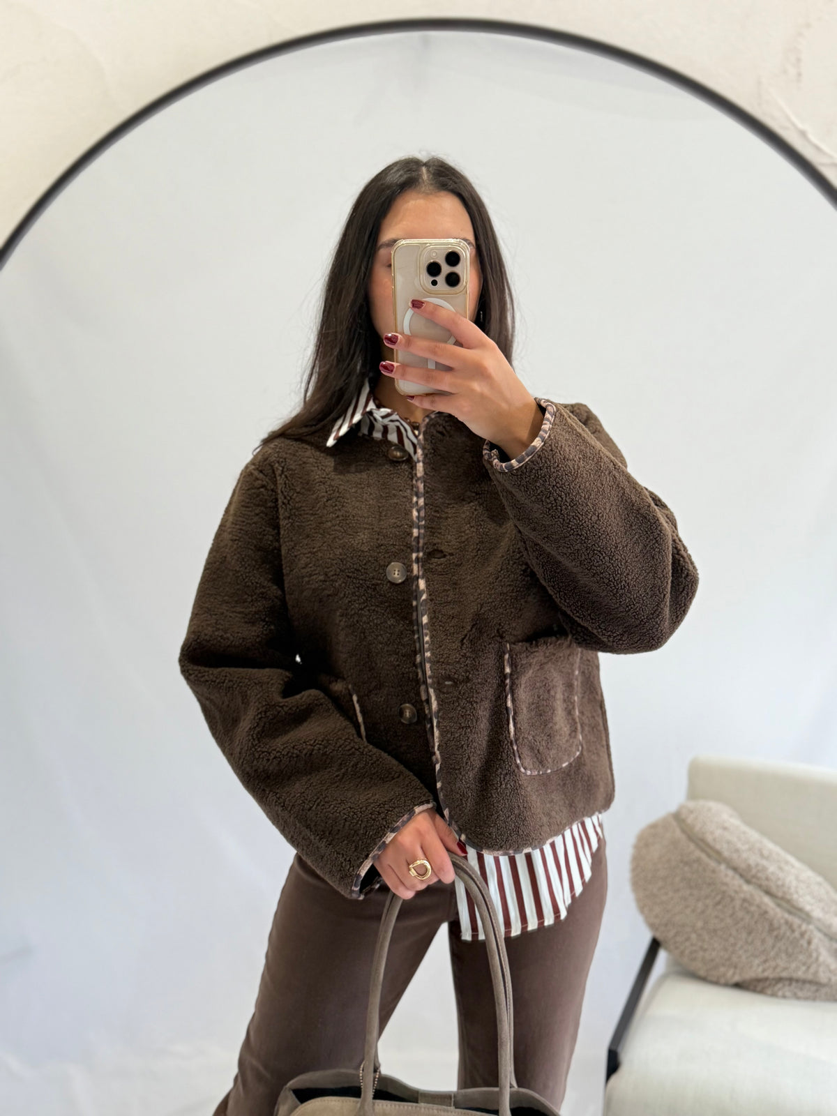 Veste moumoute choco - Léopard