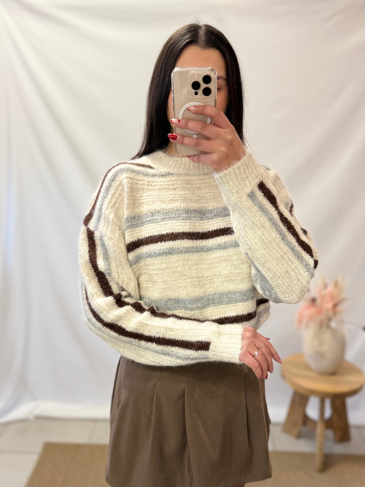 Pull rayure beige - Aude