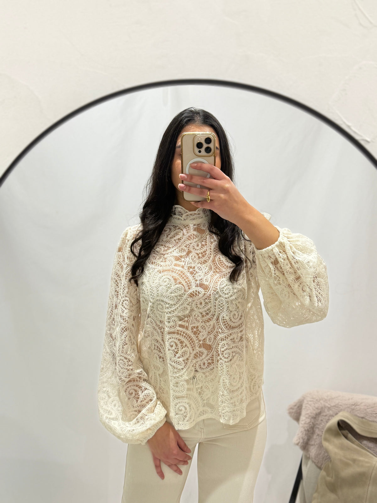Blouse broderie beige - Paul