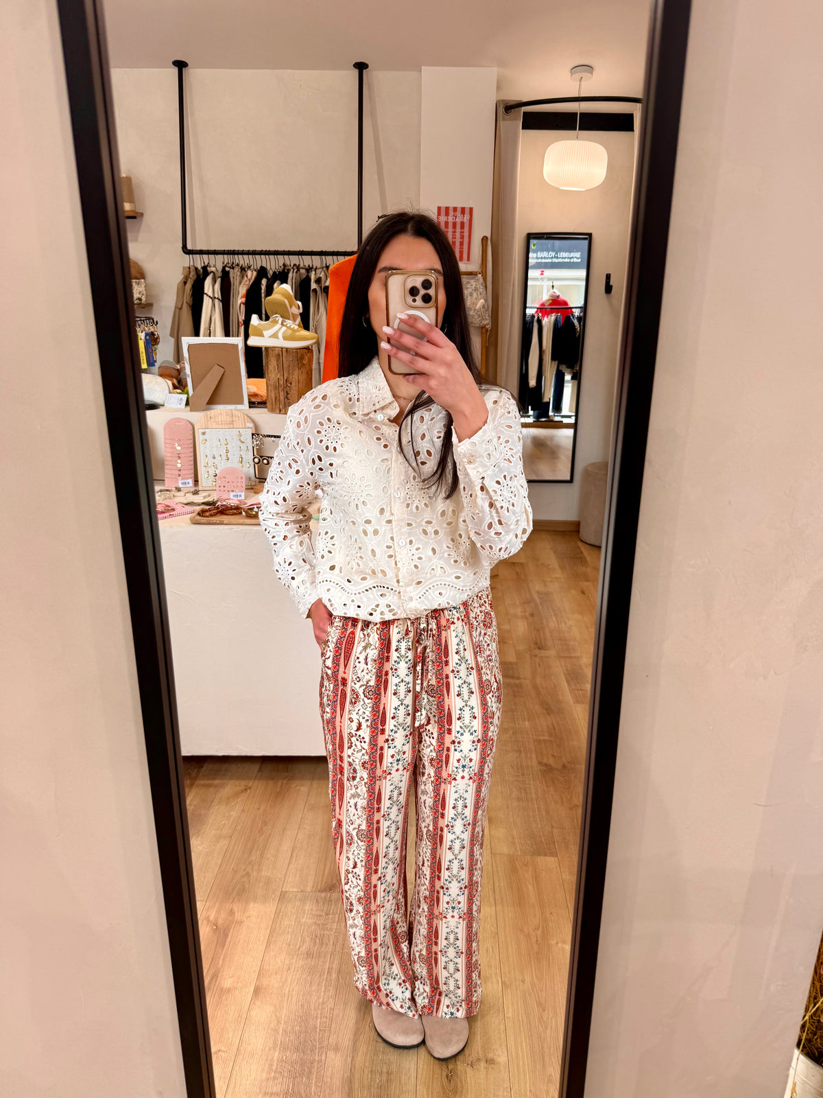 Blouse broderie beige - Alma