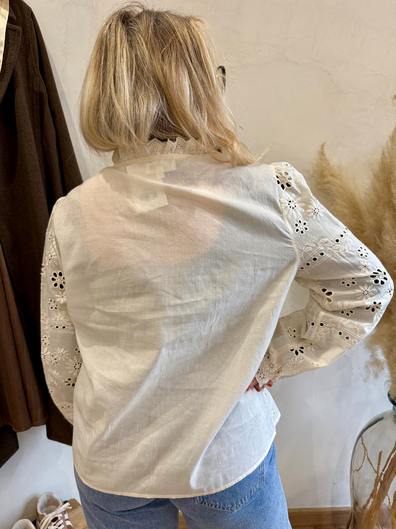 Blouse GT beige broderie - Inoa