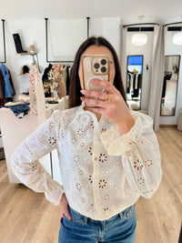 Blouse beige broderie - Ulis