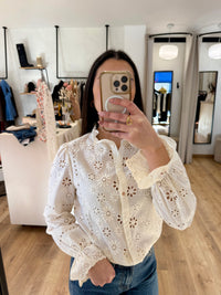 Blouse beige broderie - Ulis